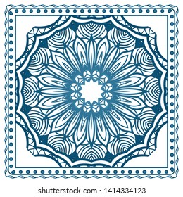 Design Print For Kerchief. The Pattern Of Geometric Ornament. Vector Illustration. The Idea For Design Prints For Neck Scarves, Carpets, Bandanas.