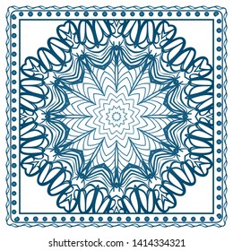 Design Print For Kerchief. The Pattern Of Geometric Ornament. Vector Illustration. The Idea For Design Prints For Neck Scarves, Carpets, Bandanas.