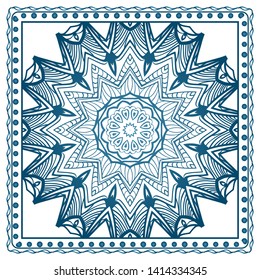 Design Print For Kerchief. The Pattern Of Geometric Ornament. Vector Illustration. The Idea For Design Prints For Neck Scarves, Carpets, Bandanas.