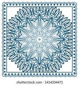 Design Print For Kerchief. The Pattern Of Geometric Ornament. Vector Illustration. The Idea For Design Prints For Neck Scarves, Carpets, Bandanas.