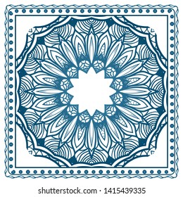 Design Print For Kerchief. The Pattern Of Geometric Ornament. Vector Illustration. The Idea For Design Prints For Neck Scarves, Carpets, Bandanas.