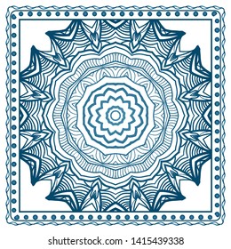 Design Print For Kerchief. The Pattern Of Geometric Ornament. Vector Illustration. The Idea For Design Prints For Neck Scarves, Carpets, Bandanas.