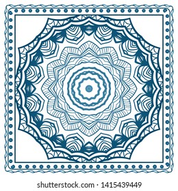 Design Print For Kerchief. The Pattern Of Geometric Ornament. Vector Illustration. The Idea For Design Prints For Neck Scarves, Carpets, Bandanas.