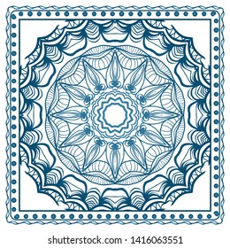 Design Print For Kerchief. The Pattern Of Geometric Ornament. Vector Illustration. The Idea For Design Prints For Neck Scarves, Carpets, Bandanas.