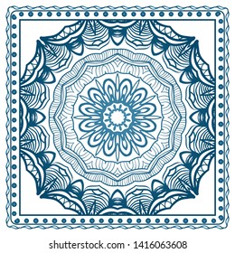 Design Print For Kerchief. The Pattern Of Geometric Ornament. Vector Illustration. The Idea For Design Prints For Neck Scarves, Carpets, Bandanas.
