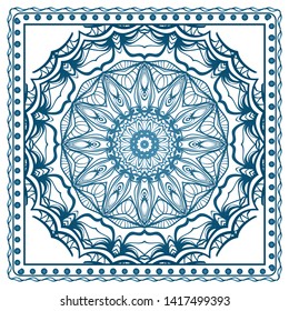Design Print For Kerchief. The Pattern Of Geometric Ornament. Vector Illustration. The Idea For Design Prints For Neck Scarves, Carpets, Bandanas.