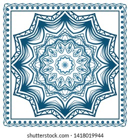 Design Print For Kerchief. The Pattern Of Geometric Ornament. Vector Illustration. The Idea For Design Prints For Neck Scarves, Carpets, Bandanas.