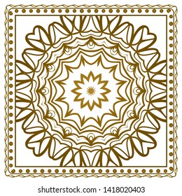 Design Print For Kerchief. The Pattern Of Geometric Ornament. Vector Illustration. The Idea For Design Prints For Neck Scarves, Carpets, Bandanas.