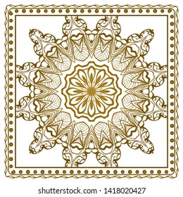 Design Print For Kerchief. The Pattern Of Geometric Ornament. Vector Illustration. The Idea For Design Prints For Neck Scarves, Carpets, Bandanas.