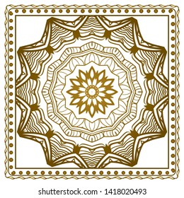 Design Print For Kerchief. The Pattern Of Geometric Ornament. Vector Illustration. The Idea For Design Prints For Neck Scarves, Carpets, Bandanas.