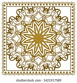Design Print For Kerchief. The Pattern Of Geometric Ornament. Vector Illustration. The Idea For Design Prints For Neck Scarves, Carpets, Bandanas.