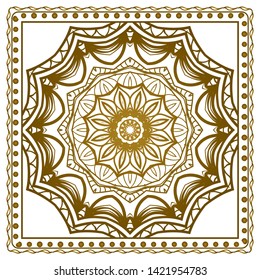 Design Print For Kerchief. The Pattern Of Geometric Ornament. Vector Illustration. The Idea For Design Prints For Neck Scarves, Carpets, Bandanas.
