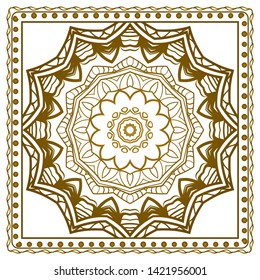 Design Print For Kerchief. The Pattern Of Geometric Ornament. Vector Illustration. The Idea For Design Prints For Neck Scarves, Carpets, Bandanas.
