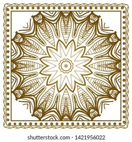 Design Print For Kerchief. The Pattern Of Geometric Ornament. Vector Illustration. The Idea For Design Prints For Neck Scarves, Carpets, Bandanas.