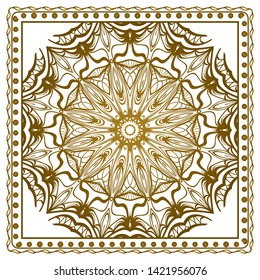Design Print For Kerchief. The Pattern Of Geometric Ornament. Vector Illustration. The Idea For Design Prints For Neck Scarves, Carpets, Bandanas.