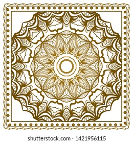 Design Print For Kerchief. The Pattern Of Geometric Ornament. Vector Illustration. The Idea For Design Prints For Neck Scarves, Carpets, Bandanas.