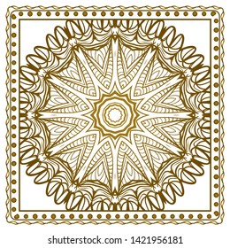 Design Print For Kerchief. The Pattern Of Geometric Ornament. Vector Illustration. The Idea For Design Prints For Neck Scarves, Carpets, Bandanas.