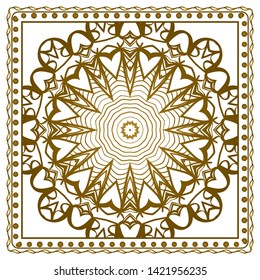 Design Print For Kerchief. The Pattern Of Geometric Ornament. Vector Illustration. The Idea For Design Prints For Neck Scarves, Carpets, Bandanas.