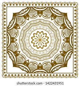 Design Print For Kerchief. The Pattern Of Geometric Ornament. Vector Illustration. The Idea For Design Prints For Neck Scarves, Carpets, Bandanas.