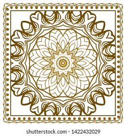 Design Print For Kerchief. The Pattern Of Geometric Ornament. Vector Illustration. The Idea For Design Prints For Neck Scarves, Carpets, Bandanas.