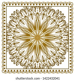 Design Print For Kerchief. The Pattern Of Geometric Ornament. Vector Illustration. The Idea For Design Prints For Neck Scarves, Carpets, Bandanas.