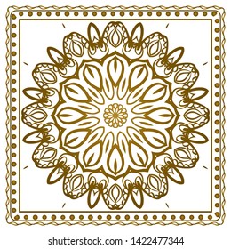 Design Print For Kerchief. The Pattern Of Geometric Ornament. Vector Illustration. The Idea For Design Prints For Neck Scarves, Carpets, Bandanas.