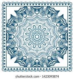 Design Print For Kerchief. The Pattern Of Geometric Ornament. Vector Illustration. The Idea For Design Prints For Neck Scarves, Carpets, Bandanas.