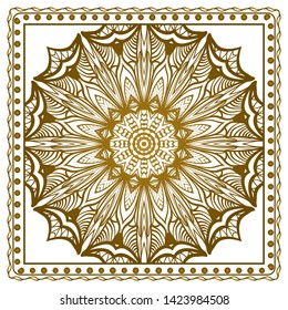 Design Print For Kerchief. The Pattern Of Geometric Ornament. Vector Illustration. The Idea For Design Prints For Neck Scarves, Carpets, Bandanas.