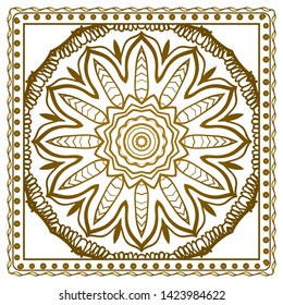 Design Print For Kerchief. The Pattern Of Geometric Ornament. Vector Illustration. The Idea For Design Prints For Neck Scarves, Carpets, Bandanas.