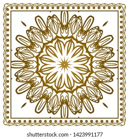 Design Print For Kerchief. The Pattern Of Geometric Ornament. Vector Illustration. The Idea For Design Prints For Neck Scarves, Carpets, Bandanas.