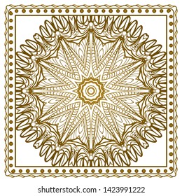 Design Print For Kerchief. The Pattern Of Geometric Ornament. Vector Illustration. The Idea For Design Prints For Neck Scarves, Carpets, Bandanas.