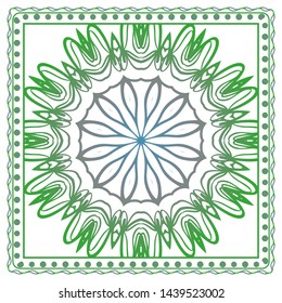 Design Print For Kerchief. The Pattern Of Geometric Ornament. Vector Illustration. The Idea For Design Prints For Neck Scarves, Carpets, Bandanas.