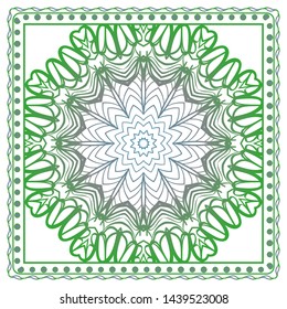 Design Print For Kerchief. The Pattern Of Geometric Ornament. Vector Illustration. The Idea For Design Prints For Neck Scarves, Carpets, Bandanas.