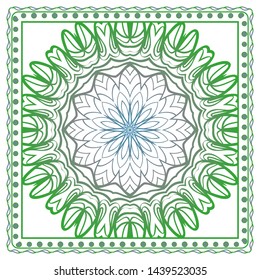 Design Print For Kerchief. The Pattern Of Geometric Ornament. Vector Illustration. The Idea For Design Prints For Neck Scarves, Carpets, Bandanas.