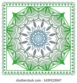 Design Print For Kerchief. The Pattern Of Geometric Ornament. Vector Illustration. The Idea For Design Prints For Neck Scarves, Carpets, Bandanas.