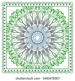 Design Print For Kerchief. The Pattern Of Geometric Ornament. Vector Illustration. The Idea For Design Prints For Neck Scarves, Carpets, Bandanas.
