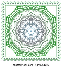 Design Print For Kerchief. The Pattern Of Geometric Ornament. Vector Illustration. The Idea For Design Prints For Neck Scarves, Carpets, Bandanas.