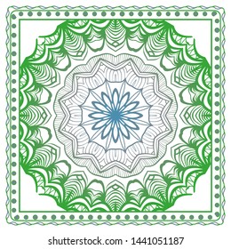 Design Print For Kerchief. The Pattern Of Geometric Ornament. Vector Illustration. The Idea For Design Prints For Neck Scarves, Carpets, Bandanas.