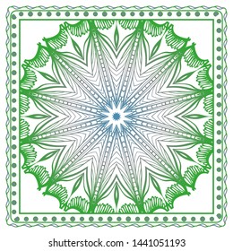Design Print For Kerchief. The Pattern Of Geometric Ornament. Vector Illustration. The Idea For Design Prints For Neck Scarves, Carpets, Bandanas.