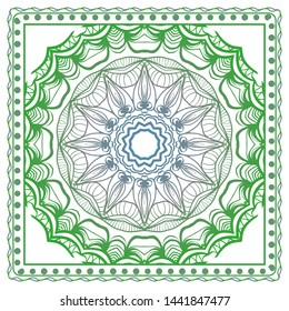 Design Print For Kerchief. The Pattern Of Geometric Ornament. Vector Illustration. The Idea For Design Prints For Neck Scarves, Carpets, Bandanas.
