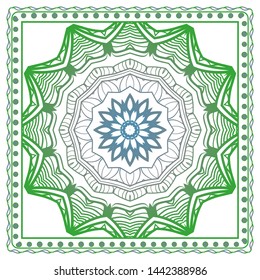 Design Print For Kerchief. The Pattern Of Geometric Ornament. Vector Illustration. The Idea For Design Prints For Neck Scarves, Carpets, Bandanas.