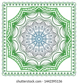 Design Print For Kerchief. The Pattern Of Geometric Ornament. Vector Illustration. The Idea For Design Prints For Neck Scarves, Carpets, Bandanas.