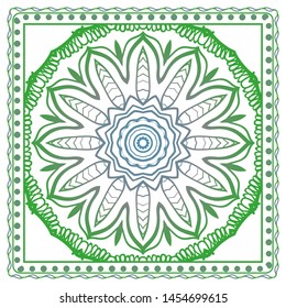 Design Print For Kerchief. The Pattern Of Geometric Ornament. Vector Illustration. The Idea For Design Prints For Neck Scarves, Carpets, Bandanas.