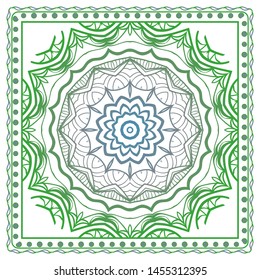 Design Print For Kerchief. The Pattern Of Geometric Ornament. Vector Illustration. The Idea For Design Prints For Neck Scarves, Carpets, Bandanas.