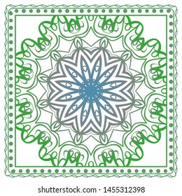 Design Print For Kerchief. The Pattern Of Geometric Ornament. Vector Illustration. The Idea For Design Prints For Neck Scarves, Carpets, Bandanas.
