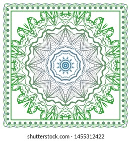 Design Print For Kerchief. The Pattern Of Geometric Ornament. Vector Illustration. The Idea For Design Prints For Neck Scarves, Carpets, Bandanas.