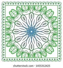 Design Print For Kerchief. The Pattern Of Geometric Ornament. Vector Illustration. The Idea For Design Prints For Neck Scarves, Carpets, Bandanas.