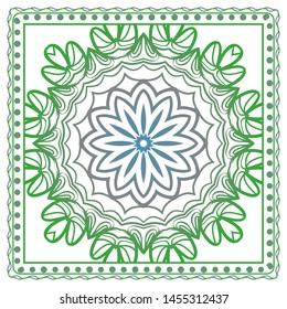 Design Print For Kerchief. The Pattern Of Geometric Ornament. Vector Illustration. The Idea For Design Prints For Neck Scarves, Carpets, Bandanas.