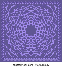 Design print for kerchief. The pattern of the mandala. Vector illustration. The idea for design prints for neck scarves, carpets, bandanas