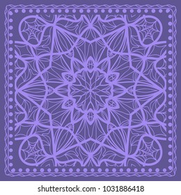 Design print for kerchief. The pattern of the mandala. Vector illustration. The idea for design prints for neck scarves, carpets, bandanas